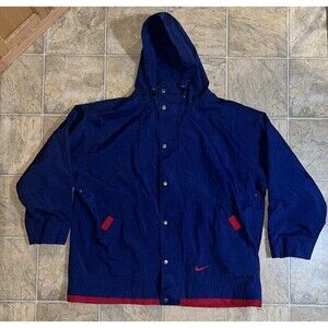 Vintage 90s Nike Windbreaker Parka Jacket Size L - Anorak Nylon Swoosh White Tag
